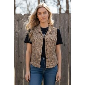 Crazy Horse by Liz Claiborne Corduroy Paisley Vest Size XL